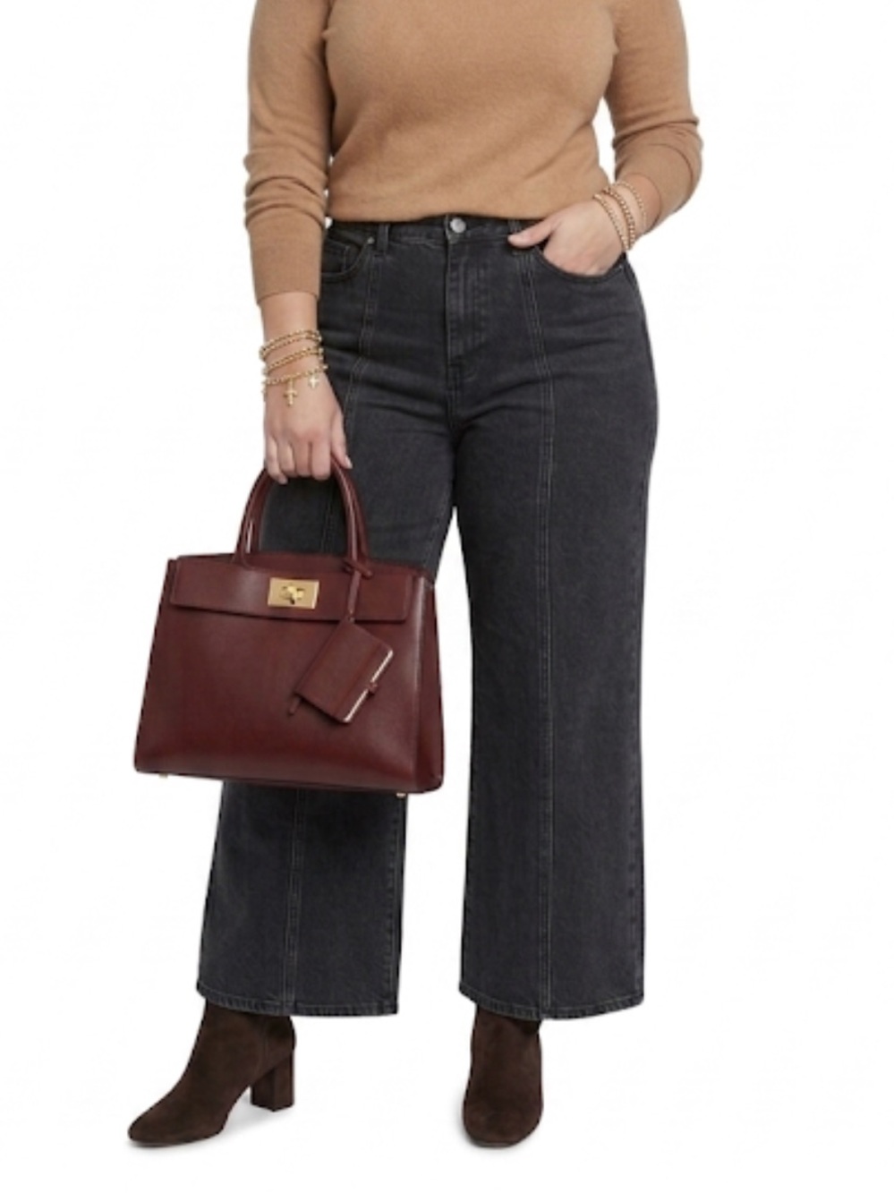 The Drop Black Charcoal Women's High Waist Crop Flare Jeans Size: 38 - Picture 9 of 9